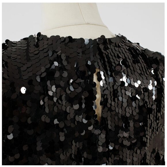 LIKE NEW Armani Jeans Sequin 'Speechless' Mini Shift Dress Sleeveless Black 14 - Picture 6 of 16